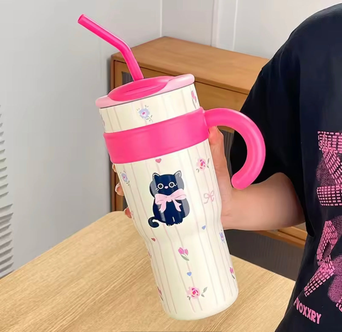 1200ml Cute Stainless Steel Tumbler With Straw, Cute Thermos Water Bottle, Outdoor Coffee Travel Mug 1200ml Cute Stainless Steel Tumbler With Straw, Cute Thermos Water Bottle, Outdoor Coffee Travel Mug